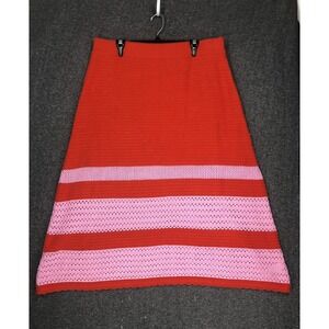 NWT Scoop Crochet Skirt Size XXL 20 A-Line Midi Orange Pink Stripe Ltd Ed